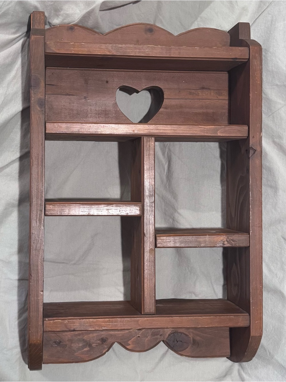 Vintage Wood Heart Wall Shelf Knickknack Display Cottagecore Primitive Country